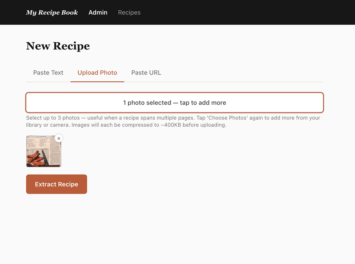MyJamm extracting the recipe from the source